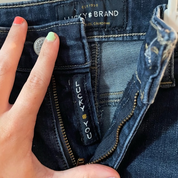 Luck Brand denim jeans, distressed at bottom, says lucky you when you unzip :) - Picture 8 of 8
